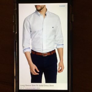 Long Sleeve Slim Fit Solid Dress Shirt Brooks Bros